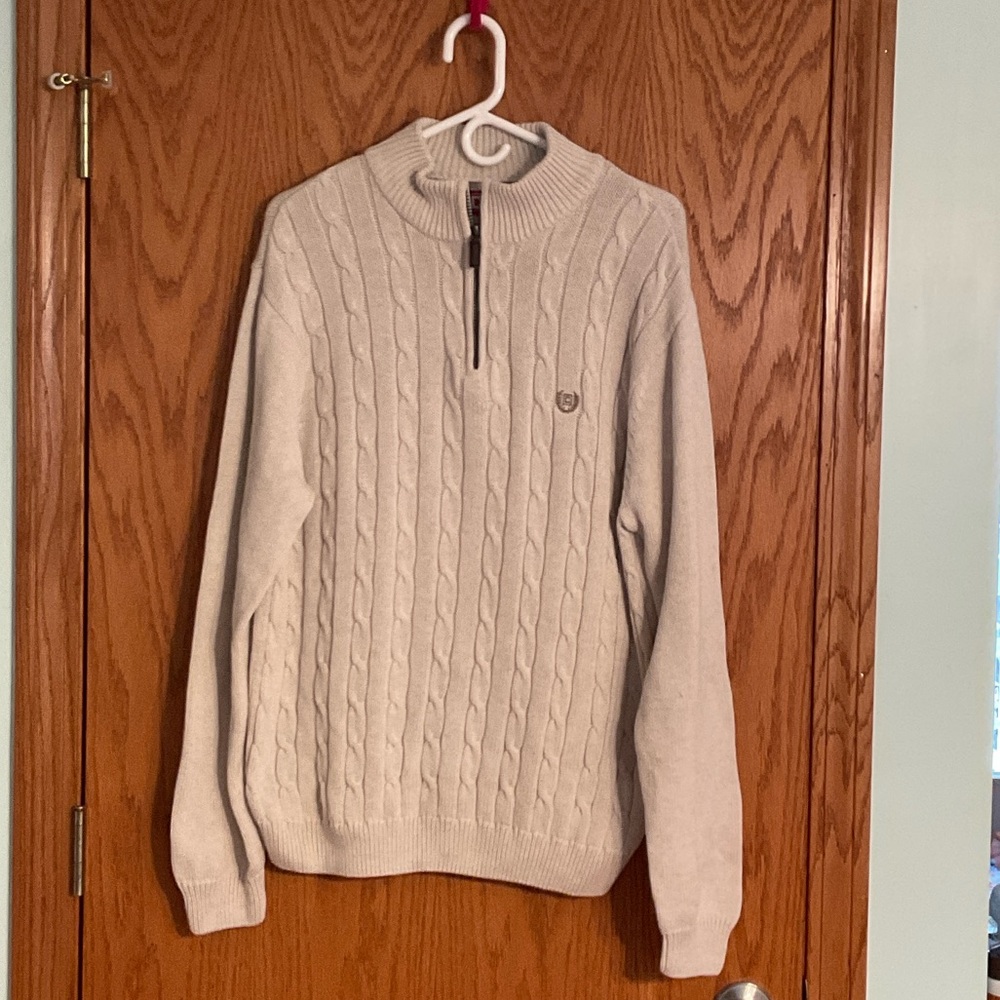 Men's Cream Sweater with Quarter Zip
